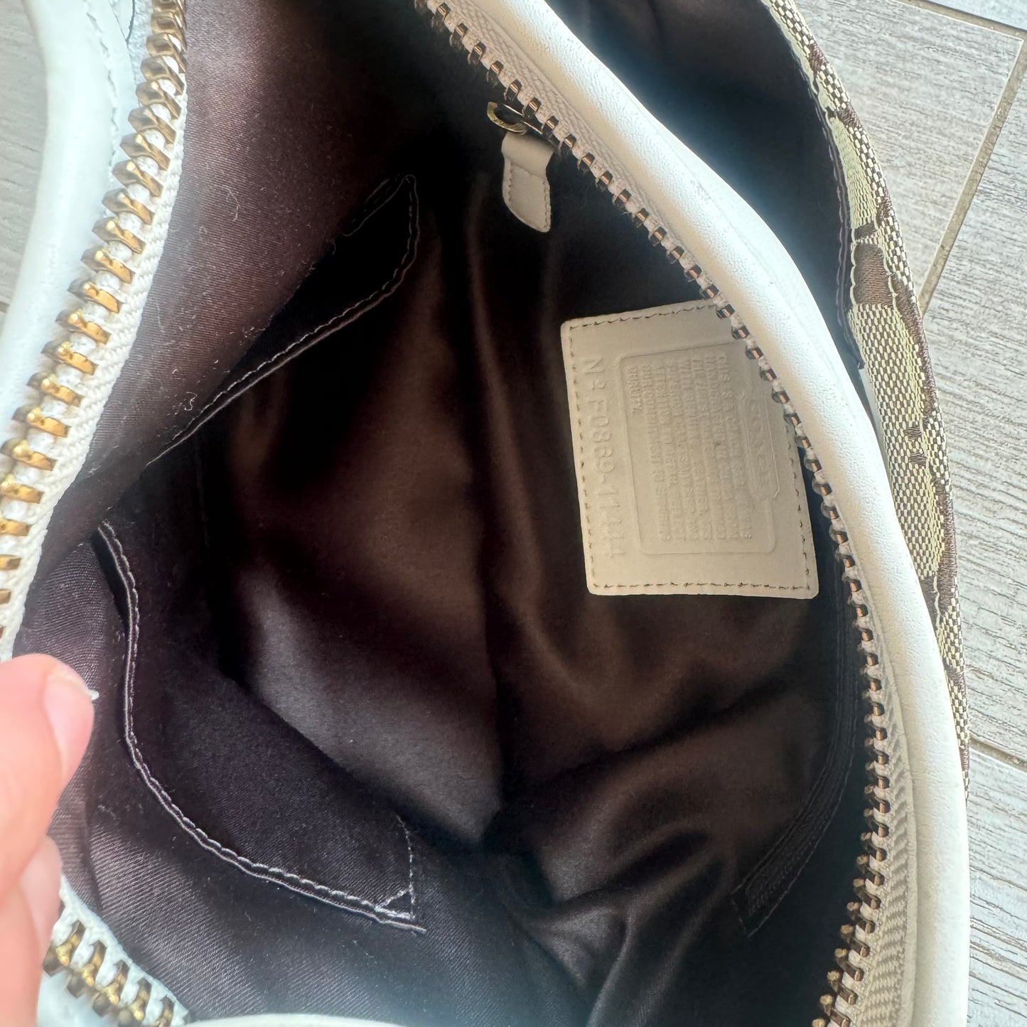Vintage Coach Brown Monogram Leather Handle Shoulder Bag