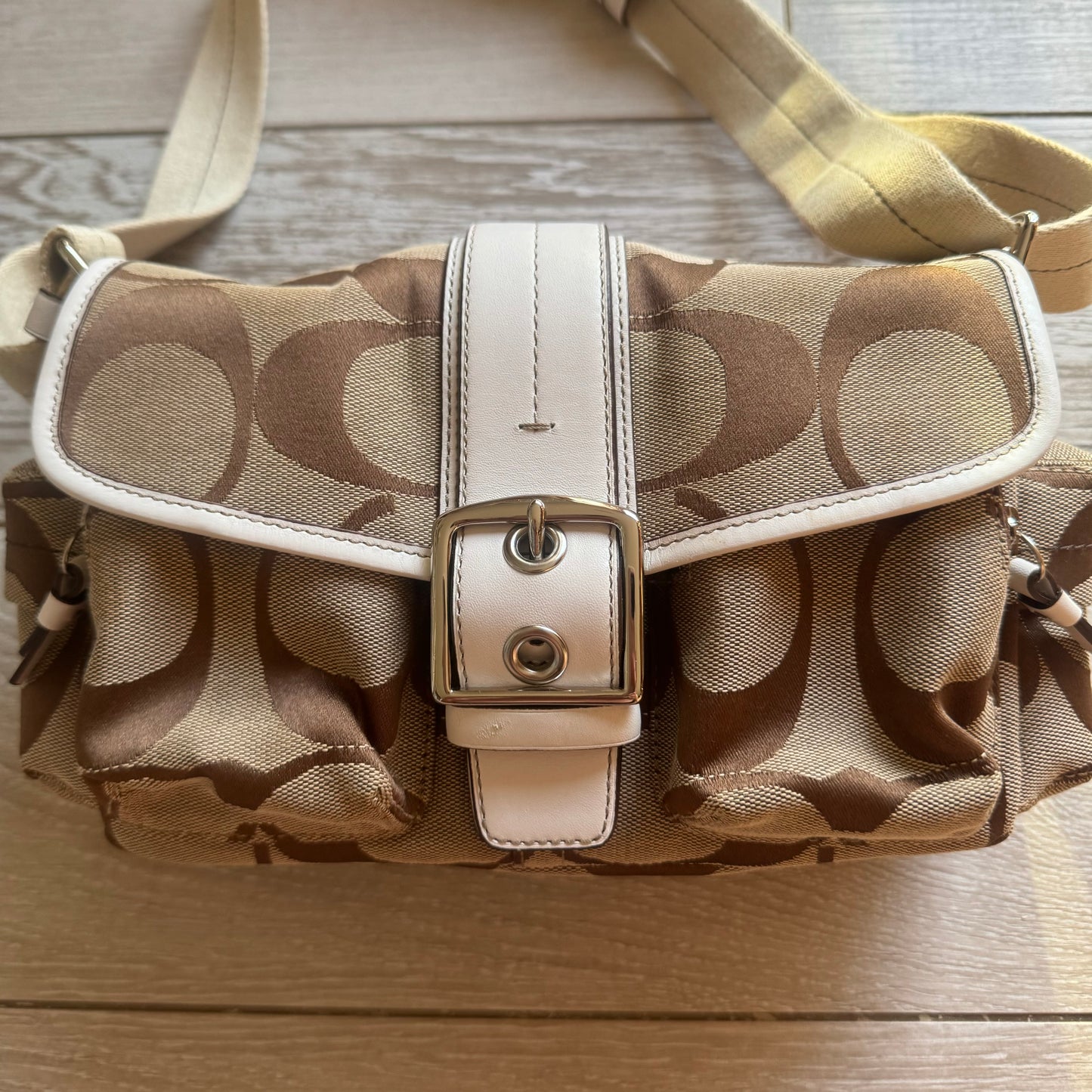Vintage Coach Big C Monogram Canvas Shoulder Crossbody Bag