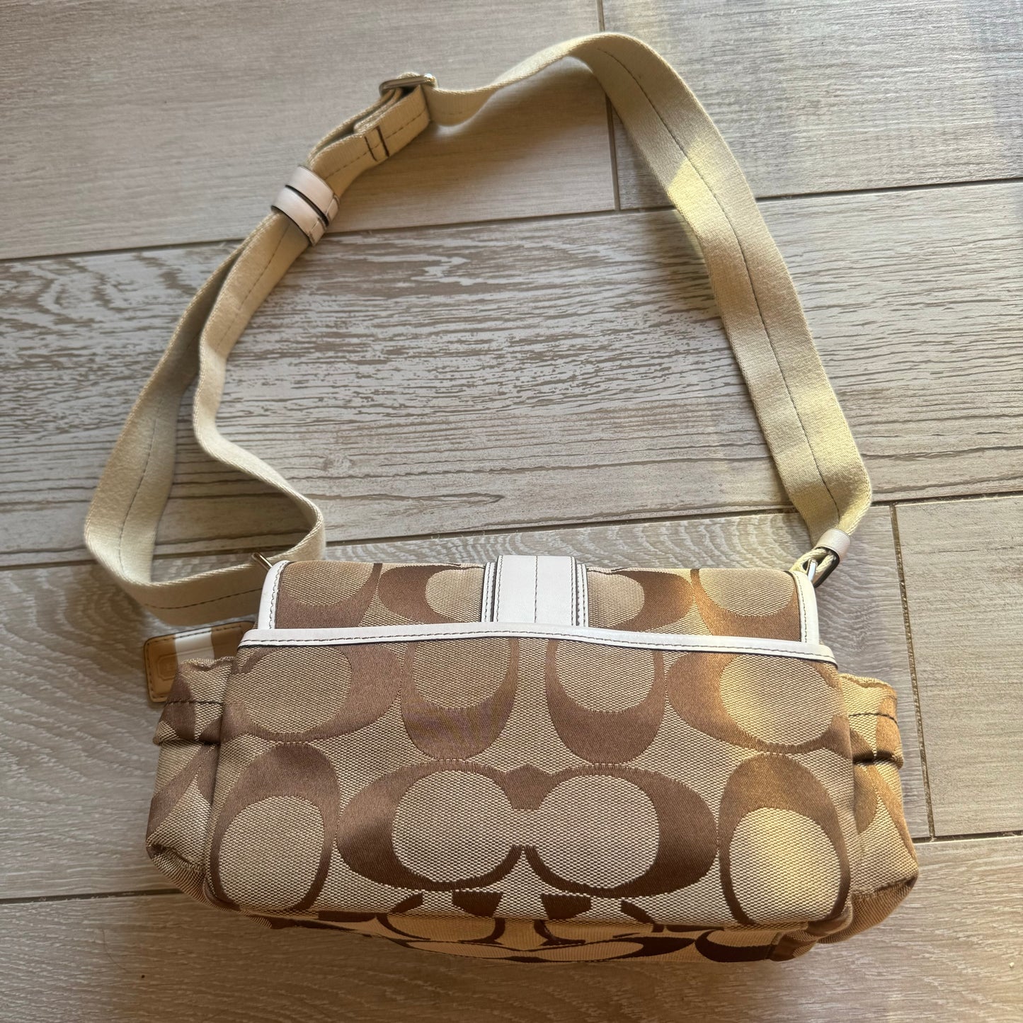 Vintage Coach Big C Monogram Canvas Shoulder Crossbody Bag