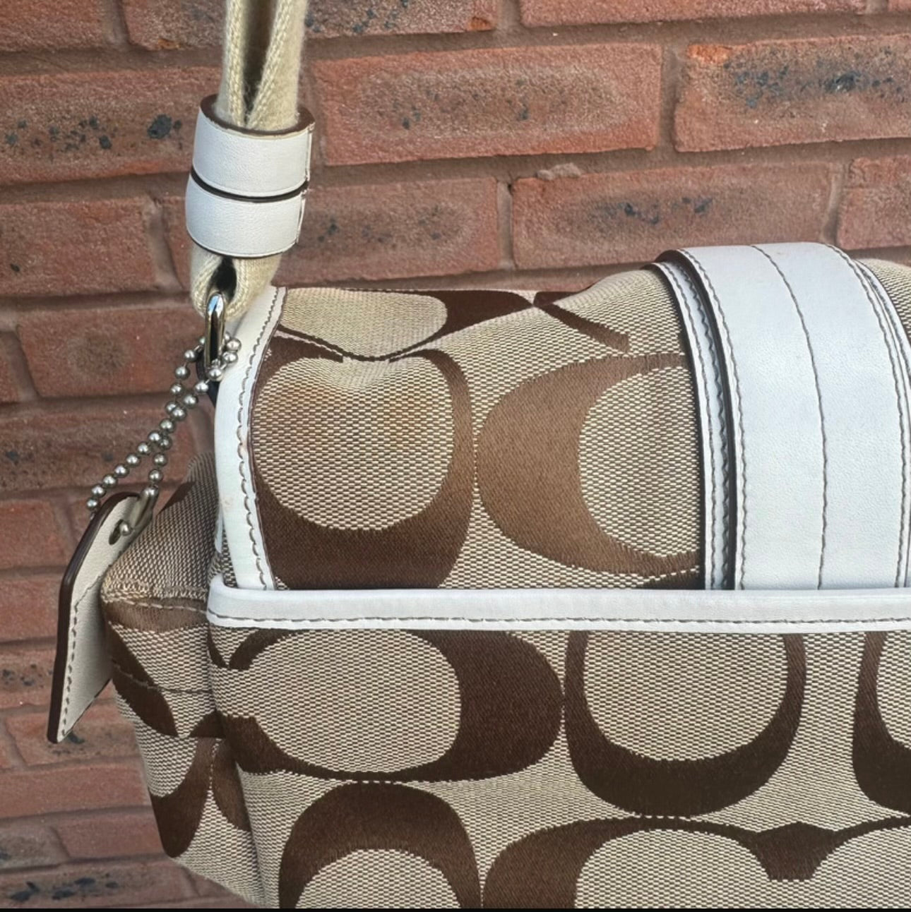 Vintage Coach Big C Monogram Canvas Shoulder Crossbody Bag