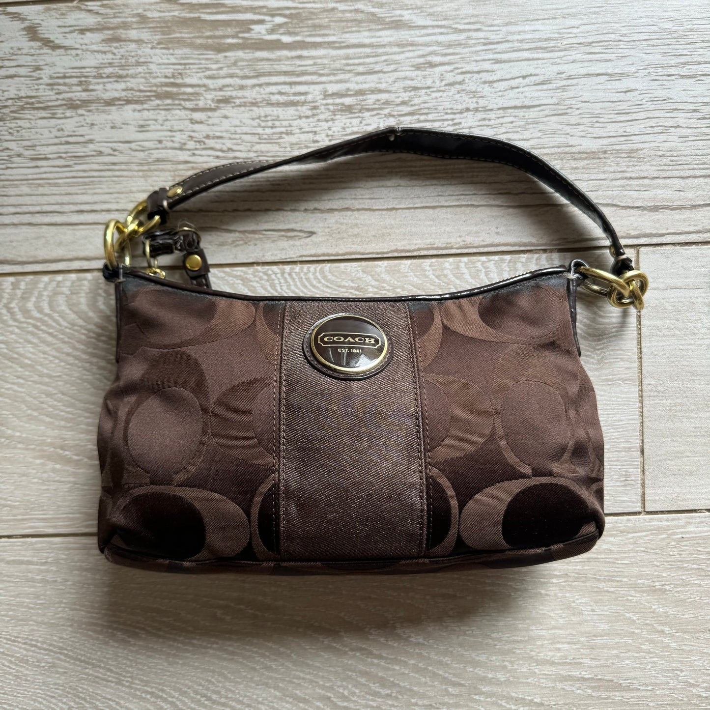 Vintage Coach Brown Monogram Shoulder Bag 18035