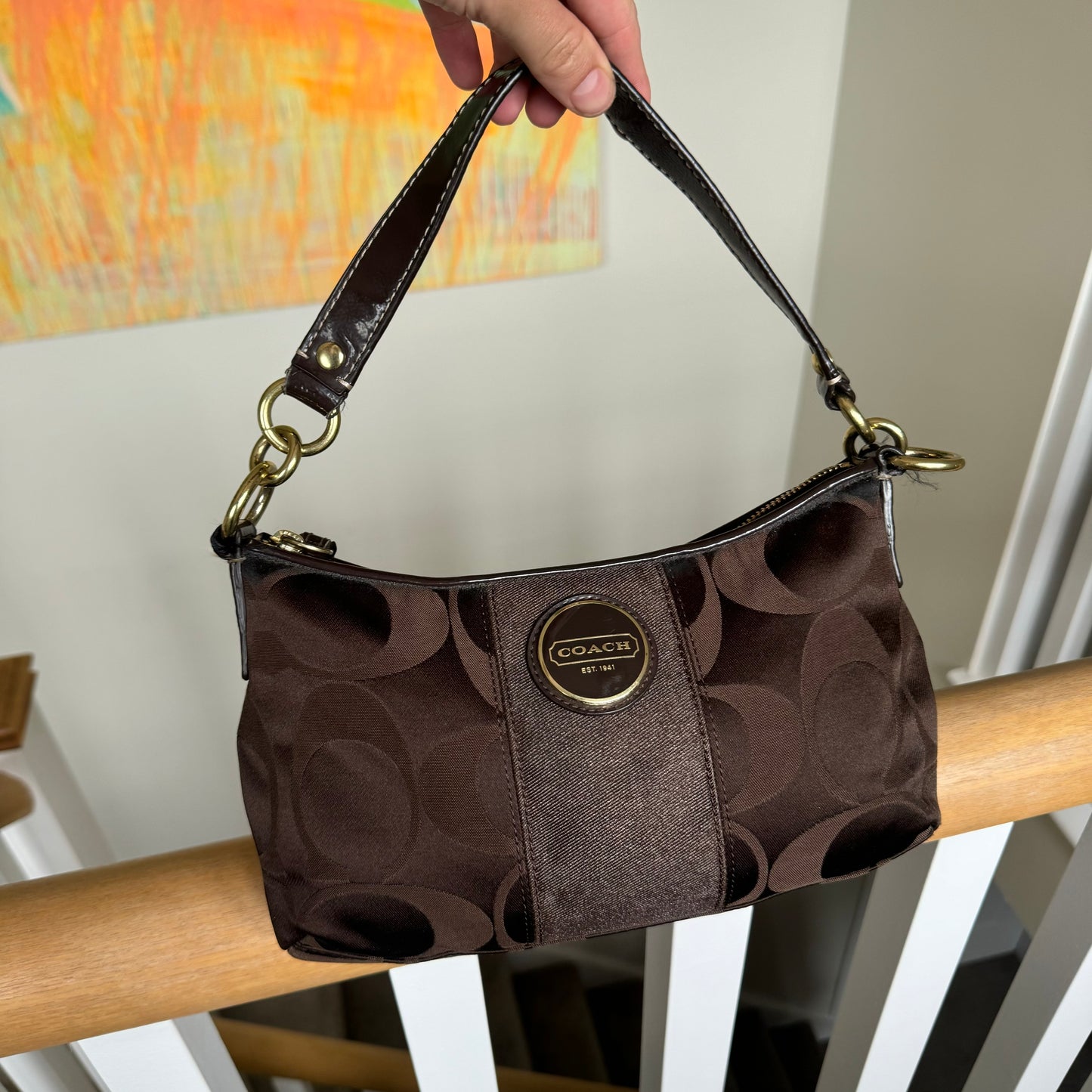 Vintage Coach Brown Monogram Shoulder Bag 18035