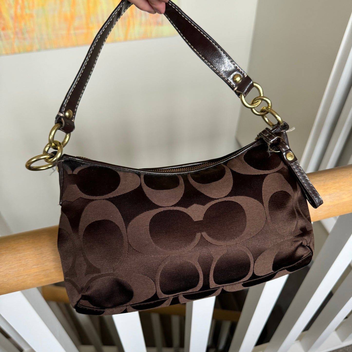 Vintage Coach Brown Monogram Shoulder Bag 18035