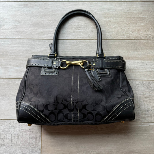 Coach Black Hampton Signature Carryall Shoulder Bag 10508
