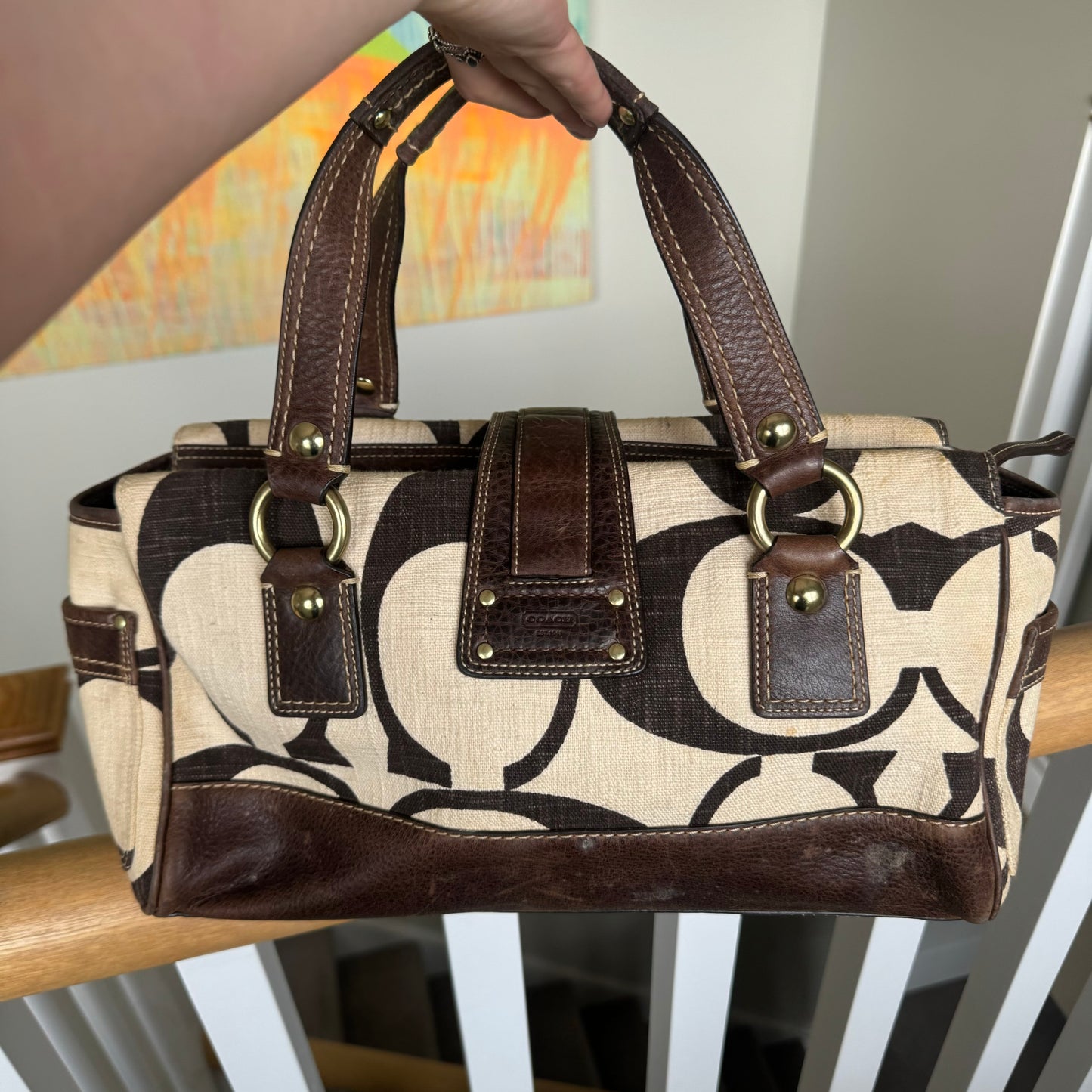 Coach Legacy Mandy Satchel 65th Anniversary Vintage Bag 10827 in Brown and Cream