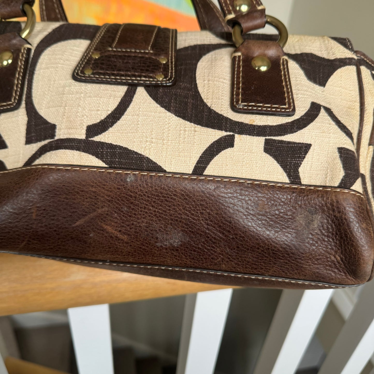 Coach Legacy Mandy Satchel 65th Anniversary Vintage Bag 10827 in Brown and Cream