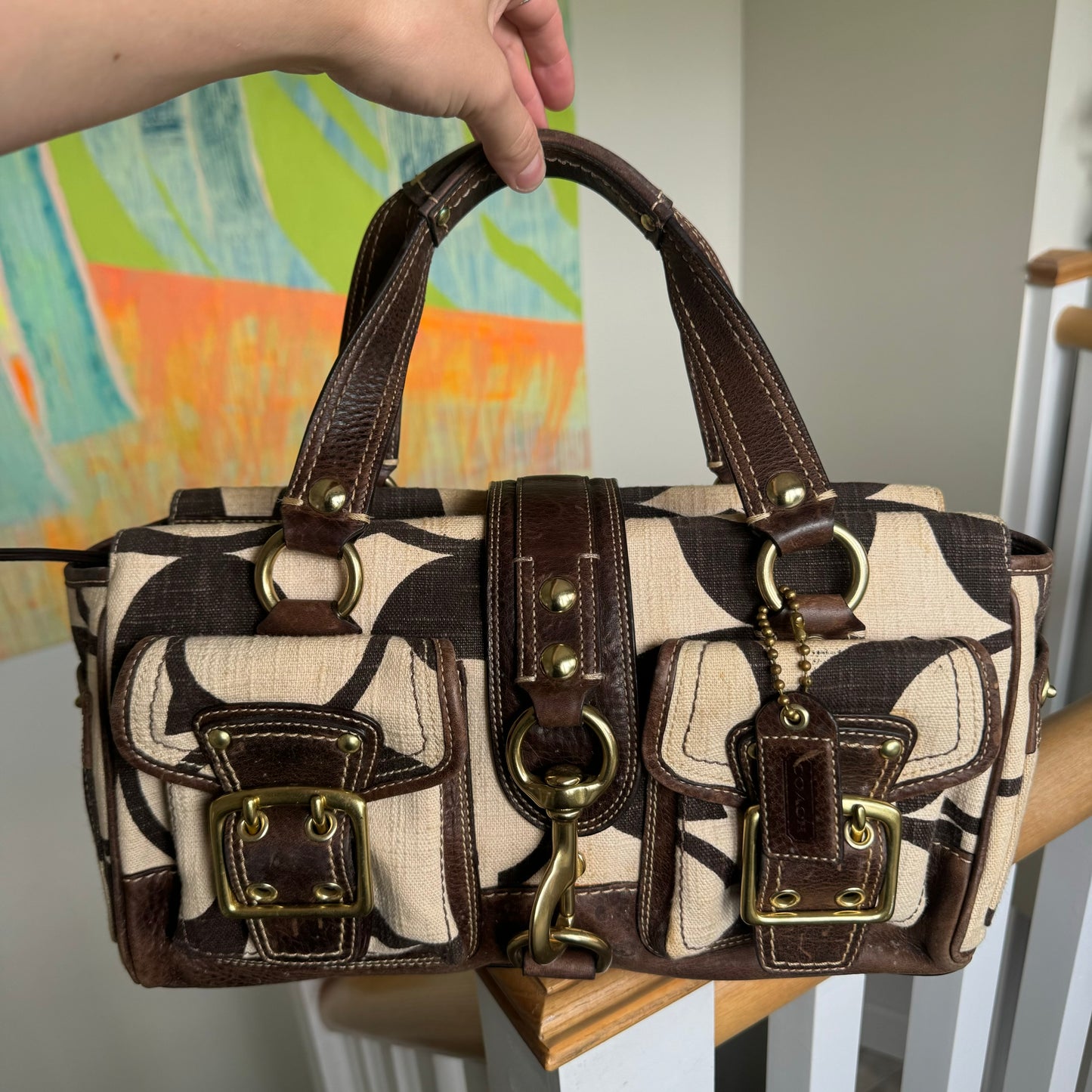 Coach Legacy Mandy Satchel 65th Anniversary Vintage Bag 10827 in Brown and Cream