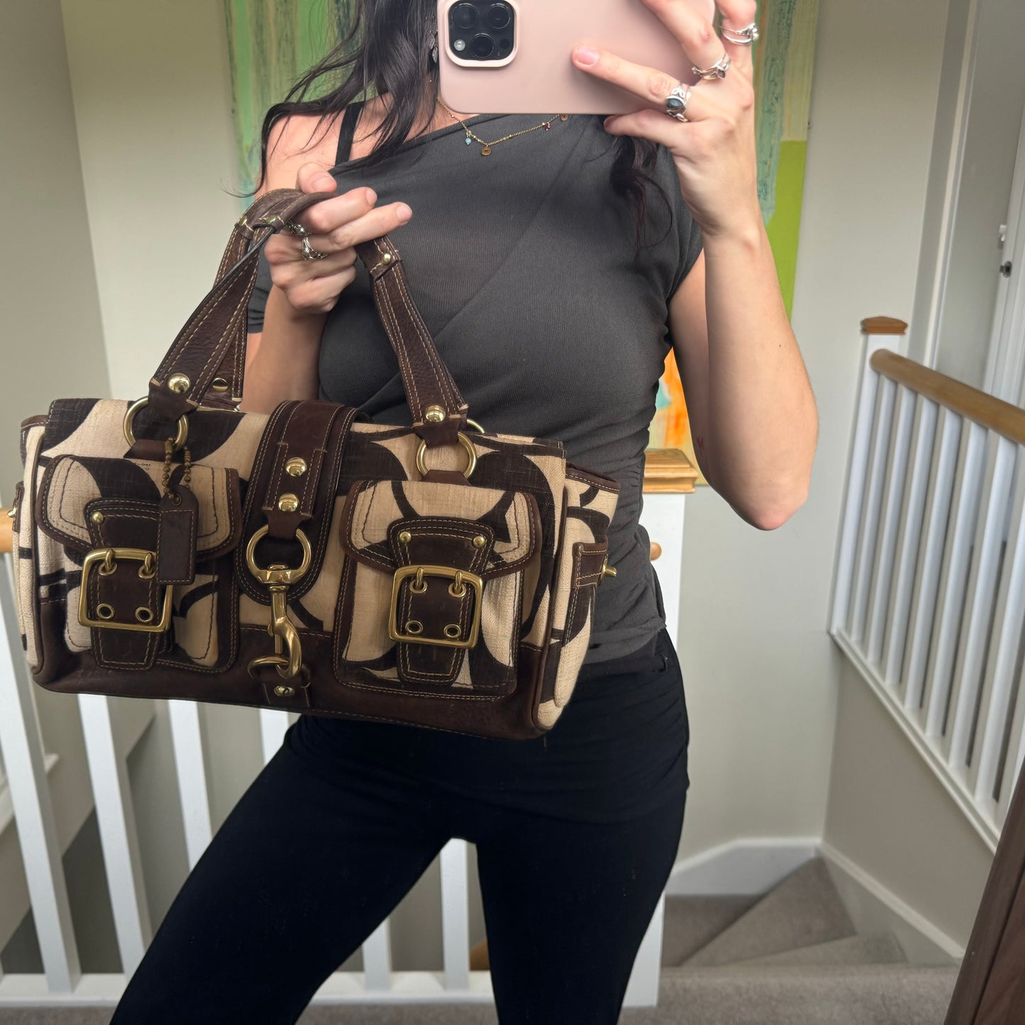 Coach Legacy Mandy Satchel 65th Anniversary Vintage Bag 10827 in Brown and Cream