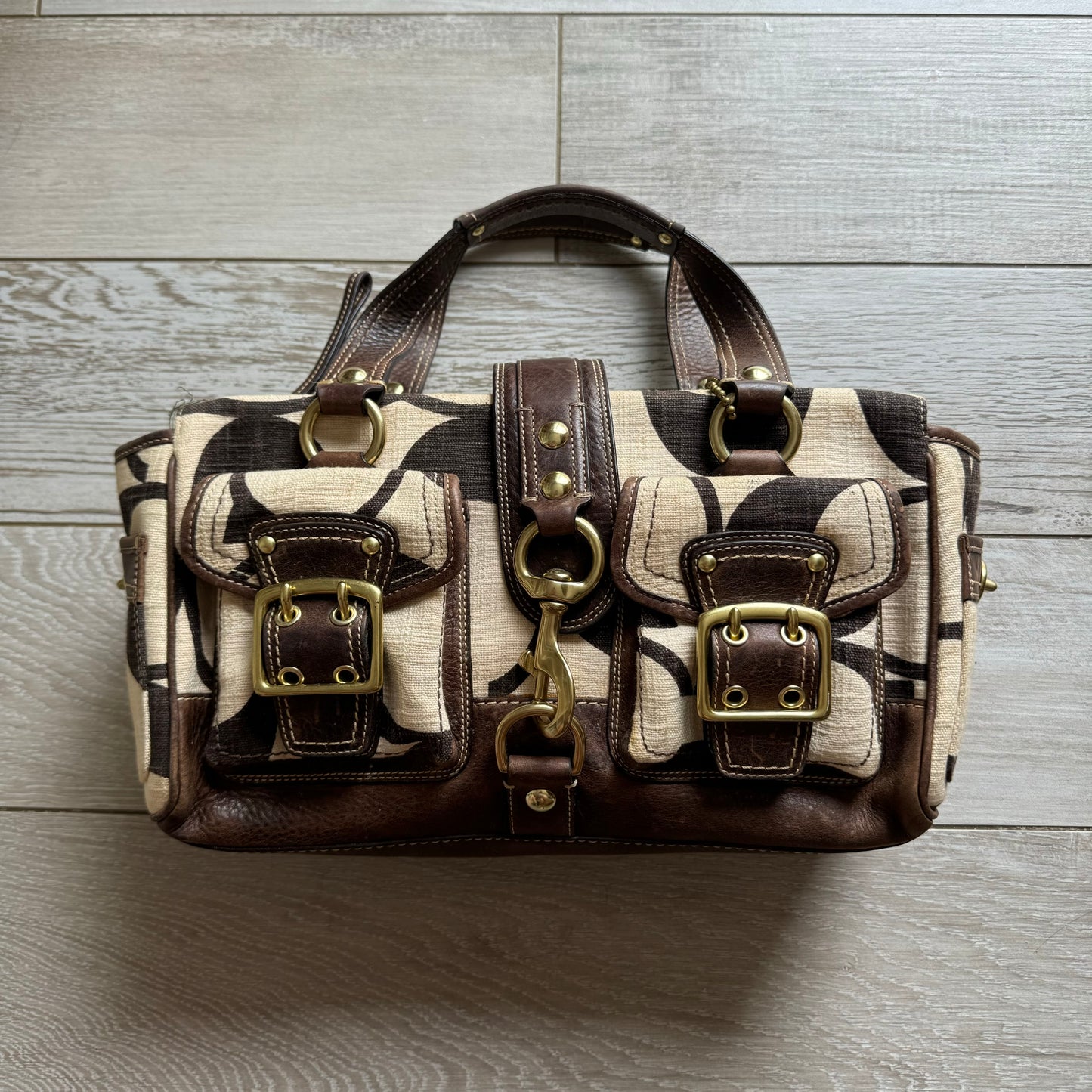 Coach Legacy Mandy Satchel 65th Anniversary Vintage Bag 10827 in Brown and Cream