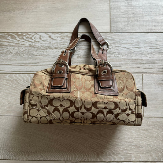 Vintage Coach Brown Monogram Boston Shoulder Bag